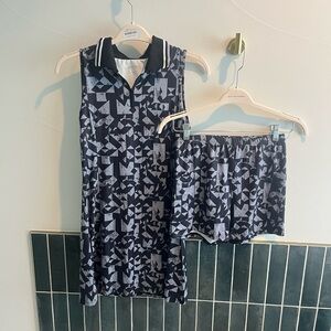 Golf combo Black & Gray Patterned dress  and Black Lady Hagen Skort